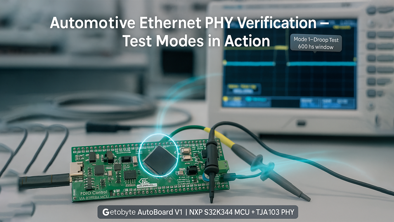 Test Mode Demonstration for Verification of Automotive Ethernet PHY (TJA1103)